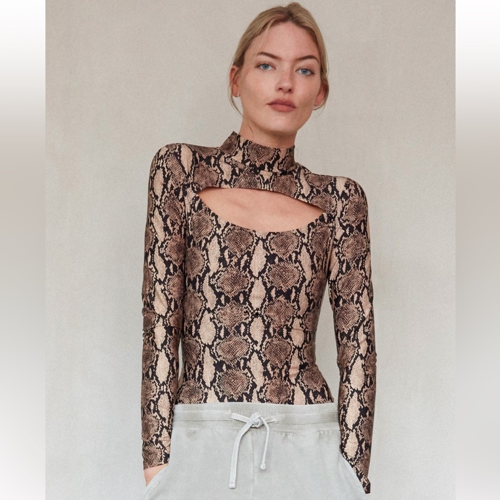 A.L.C. x Bandier Snake Print Long-Sleeve Bodysuit - XL